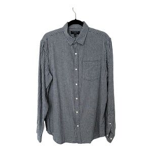Banana Republic Shirt Long Sleeves Button Up Blue White Gingham Mens Large